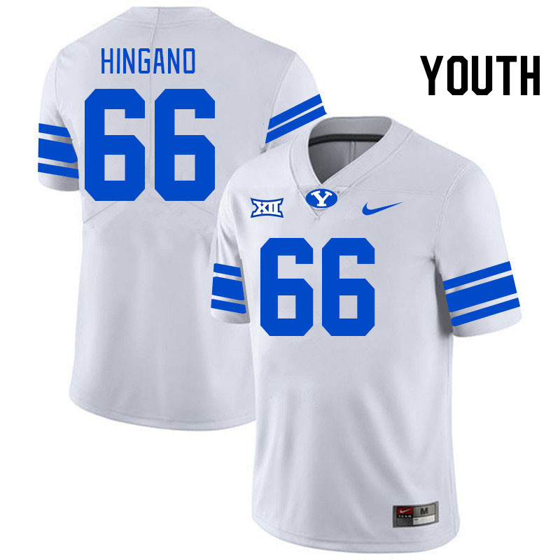 Youth #66 Sione Hingano BYU Cougars College Football Jerseys Stitched Sale-White